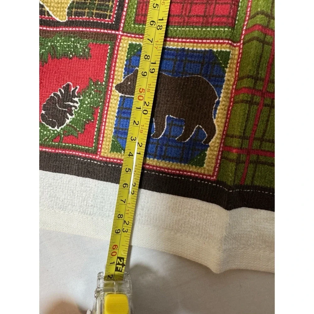 Christmas Kitchen Towels Lot of 2 Apple Country Bear Buck Deer Plaid Grandpacore